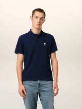 Ami Paris Night Blue Cotton Polo Shirt