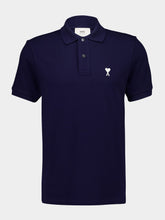 Ami Paris Night Blue Cotton Polo Shirt
