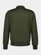 Ami Paris Loden Green Long-Sleeve Wool Silk Polo
