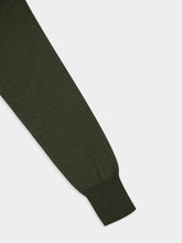 Ami Paris Loden Green Long-Sleeve Wool Silk Polo