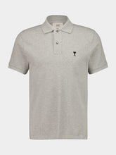 Ami Paris Heather Ash Grey Contrasted Ami de Coeur Polo Shirt