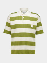 Ami Paris White Cream and Matcha Cotton Striped Polo