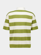 Ami Paris White Cream and Matcha Cotton Striped Polo