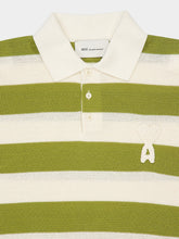 Ami Paris White Cream and Matcha Cotton Striped Polo