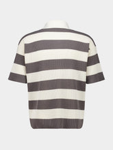 Ami Paris White Cream and Carbone Cotton Striped Polo
