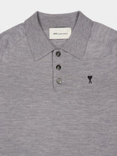 Ami Paris Grey Wool Short Sleeves Ami De Coeur Polo
