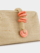 Serena Uziyel Petra Beige Linen and Jute Clutch