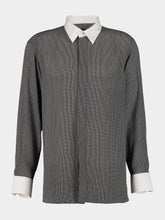 Tom Ford Black and White Mulberry Silk Button-Up Shirt