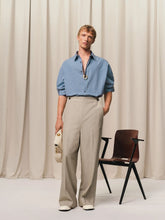 Ami Paris Blue Cotton Boxy Fit Striped Shirt