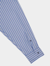 Ami Paris Blue Cotton Boxy Fit Striped Shirt