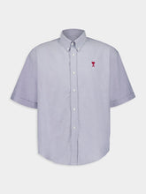 Ami Paris Blue Note Cotton Short-Sleeve Boxy Shirt
