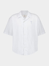 Ami Paris Blue Cotton Camp Collar Short Sleeve Shirt