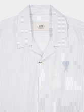 Ami Paris Blue Cotton Camp Collar Short Sleeve Shirt