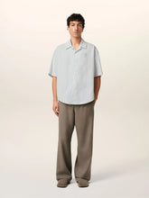 Ami Paris Blue Cotton Camp Collar Short Sleeve Shirt