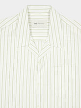 Ami Paris White Striped Cotton Boxy Embroidered Ami De Coeur Shirt