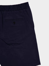 Ami Paris Navy Elasticated Waist Cotton Satin Shorts