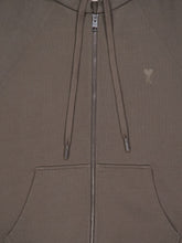 Ami Paris Grey Zip-Up Sweatshirt with Tonal Patch