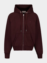 Ami Paris Tonal Ami de Coeur Zipped Sweatshirt in Eggplant
