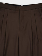 Ami Paris Wide Fit Dark Coffee Wool Trousers