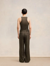 Ami Paris Wide Fit Dark Coffee Wool Trousers