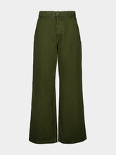 Ami Paris Loden Green Wide Fit Cotton Twill Trousers