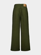 Ami Paris Loden Green Wide Fit Cotton Twill Trousers