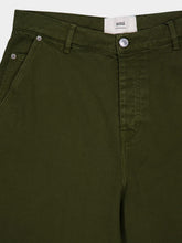 Ami Paris Loden Green Wide Fit Cotton Twill Trousers