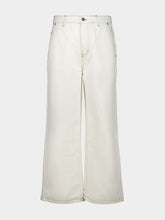 Ami Paris White Cream Wide Fit Denim Trousers