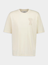 Ami Paris Beige Organic Cotton T-Shirt with Patch