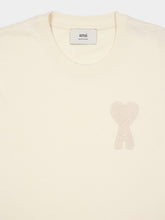 Ami Paris Beige Organic Cotton T-Shirt with Patch