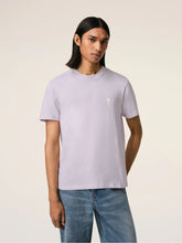 Ami Paris Lilac Cotton T-Shirt with Heart Embroidery