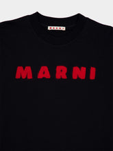 Marni Black Cotton T-Shirt with Mohair Patches