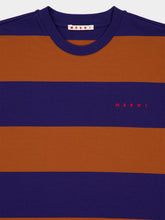Marni Ocean and Tobacco Stripe Cotton T-Shirt