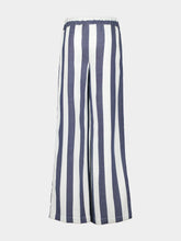 Paula Hydrilla Navy Hand-Woven Striped Pants