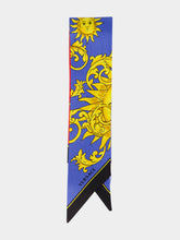 Versace Blue and Gold Sun Print Silk Bandeau