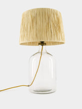 Madam Stoltz Raffia Shade Glass Table Lamp