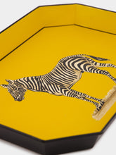Les Ottomans Handpainted Zebra Iron Yellow Tray