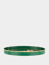 Les Ottomans Green Hand-Painted Iron Tray with Mushroom