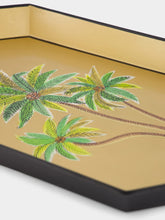 Les Ottomans Handpainted Palm Trees Gold Tray
