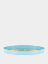Les Ottomans Light Blue Hand-Painted Iron Tray with Beetle