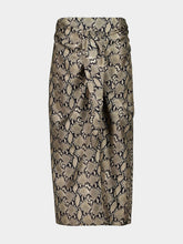 Paula Ivy Snakeskin Wrap Skirt in Printed Silk Twill