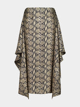 Paula Ivy Snakeskin Wrap Skirt in Printed Silk Twill