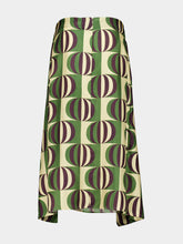 Paula Ivy Gray Modernchess Wrap Skirt in Printed Silk Twill