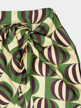 Paula Ivy Gray Modernchess Wrap Skirt in Printed Silk Twill