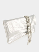 Jimmy Choo Silver Zandra Metallic Leather Clutch Bag