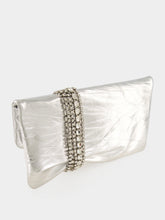 Jimmy Choo Silver Zandra Metallic Leather Clutch Bag