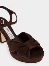 Jimmy Choo Heloise 80 Chocolate Suede Platform Sandals