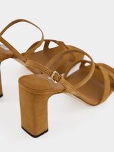 Jimmy Choo Elsy Block Heel 85 Toffee Suede Sandals