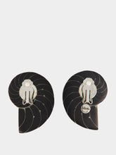Julietta Black Nautilus Shell Clip-On Earrings