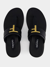 Tom Ford Black Smooth Leather Sandals